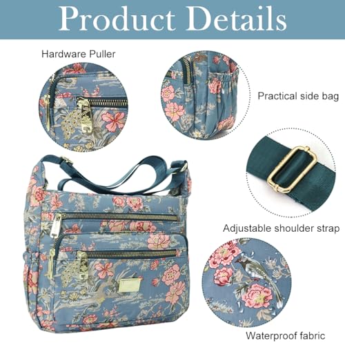 PALAY® Crossbody Bag for Women Nylon Shoulder Floral Multi-Pocket Purse 3 PCS PALAY® Crossbody Bag for Women Nylon Shoulder Floral Multi-Pocket Purse 3 PCS